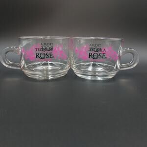Tequila Rose Clear Glass Handled Mug/Low Tumbler Collector Mugs Set of 2